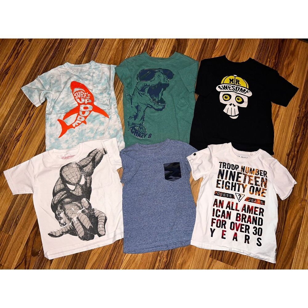 Spider-man Epic Threads Guess TCP Boys T-shirt Graphic Tee Sz 5/6 5 6‎ Lot Of 6